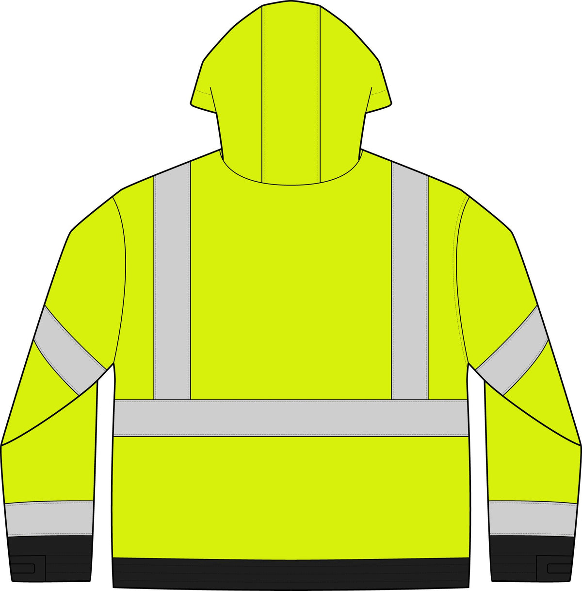 Safety Bomber Jacket with Reflective Stripes and Custom “dk” Design